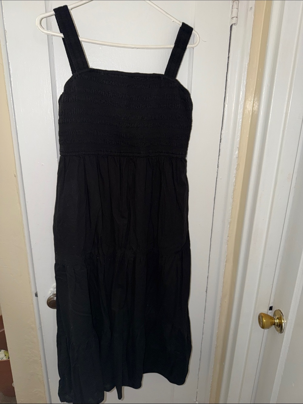 Black Smocked Sundress with Wide Straps